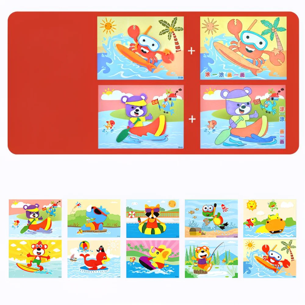 Kids 3D EVA Foam Art Craft Set DIY Cartoon Sticker Puzzles Educational Handmade Toys For Creativity And Intellectual Development