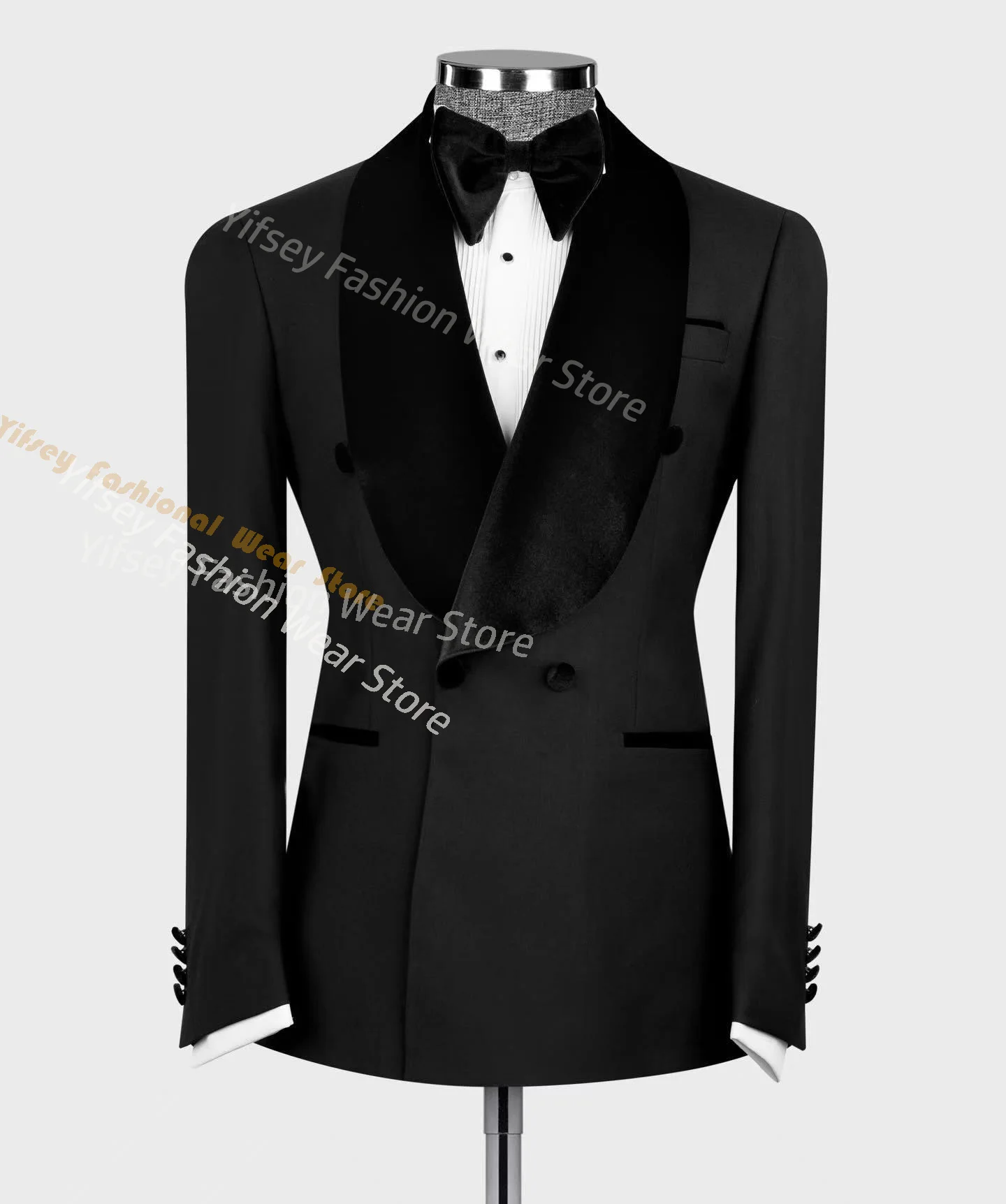 

Black Men Suit Sets Velveteen Shawl Lapel Tuxedos Wedding Groom Custom Jacket Pants Daily Male Outfits Costume Homme Social Wear