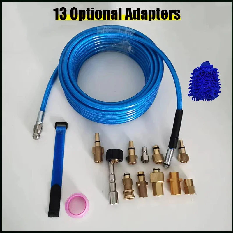 

Pressure Washer Sewer Drain Water Cleaning Hose 13 Selectable Adapters Car Washer Pipe Line Cleaning Kit Sewage Hose for Karcher