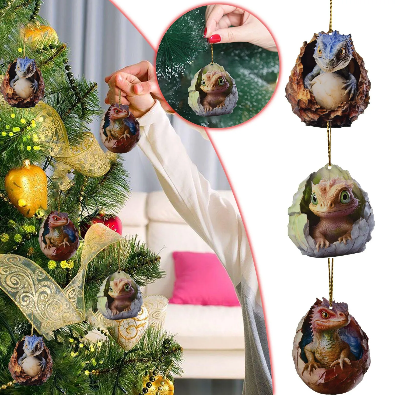 Christmas Dragon Baby Egg Acrylic Christmas Hanging Ornament Christmas Tree Hanging Ornament Pendant Front Door Garland 18 Ft