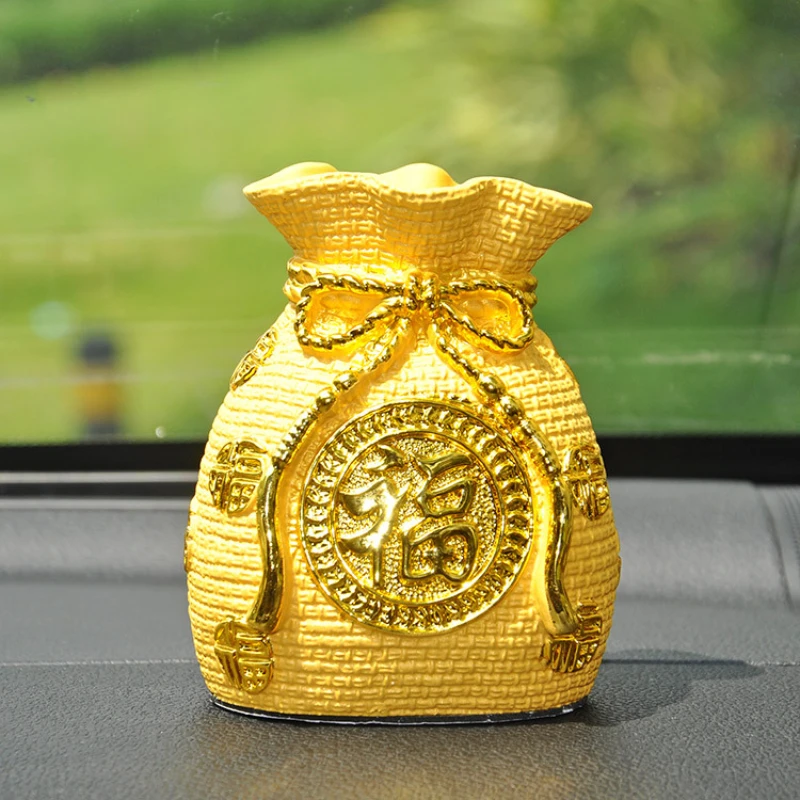 1pc Velvet Sand Gold Resin Lucky Bag Ornament Resin Crafts Car Mounted Ornaments Housewarming Gift Blessing Home Decoration