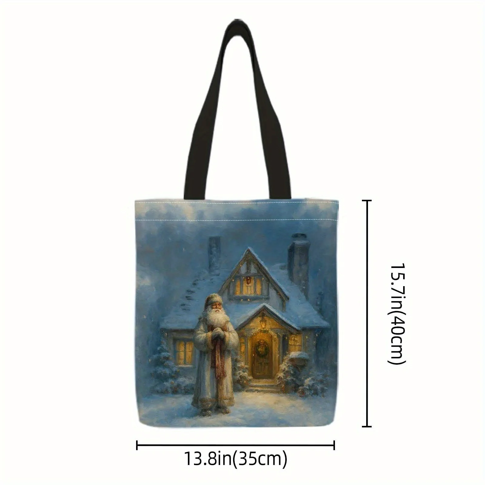 حقيبة يد شتوية لرجل الثلج سانتا كلوز، هدية لطيفة لعيد الميلاد والعام الجديد، حقيبة يد خفيفة الوزن قابلة للطي مع حزام ثابت متعدد الألوان #3