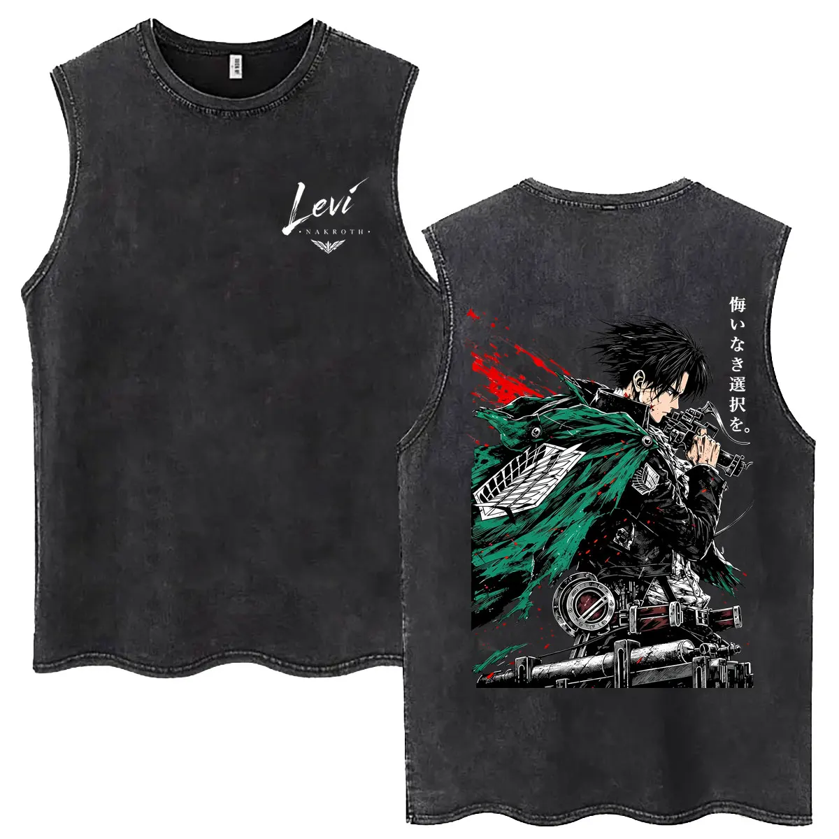 Anime Attack on Titan Mikasa Ackerman Vintage Washed Tank Tops Cartoon Manga Merch Sleeveless Vest