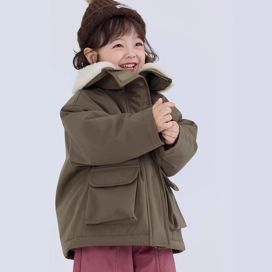 2025 inverno novo estilo crianças grande lapela estilo coreano meninos e meninas grande bolso confortável jaqueta casual boutiqueclothing