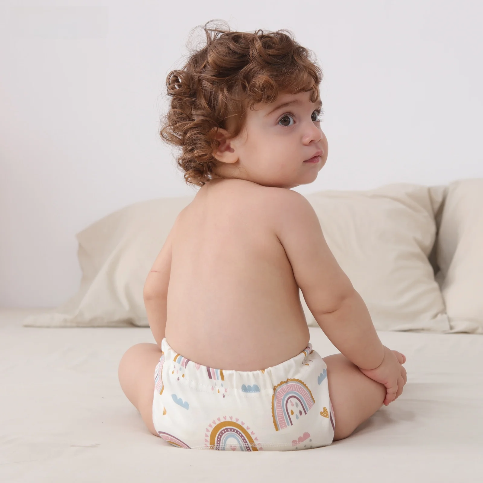 Paquete de 3 pantalones de entrenamiento para bebé de gasa de 6 capas para verano, pantalones de entrenamiento transpirables de algodón puro para bebé, pañal de tela, pantalones a prueba de orina