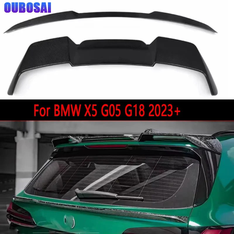 

Для BMW X5 G05 G18 2023+ сухие хвостовые плавники из углеродного волокна, верхнее крыло, задний спойлер, утконос, автомобильное крыло, модернизированное среднее крыло, кузов ki