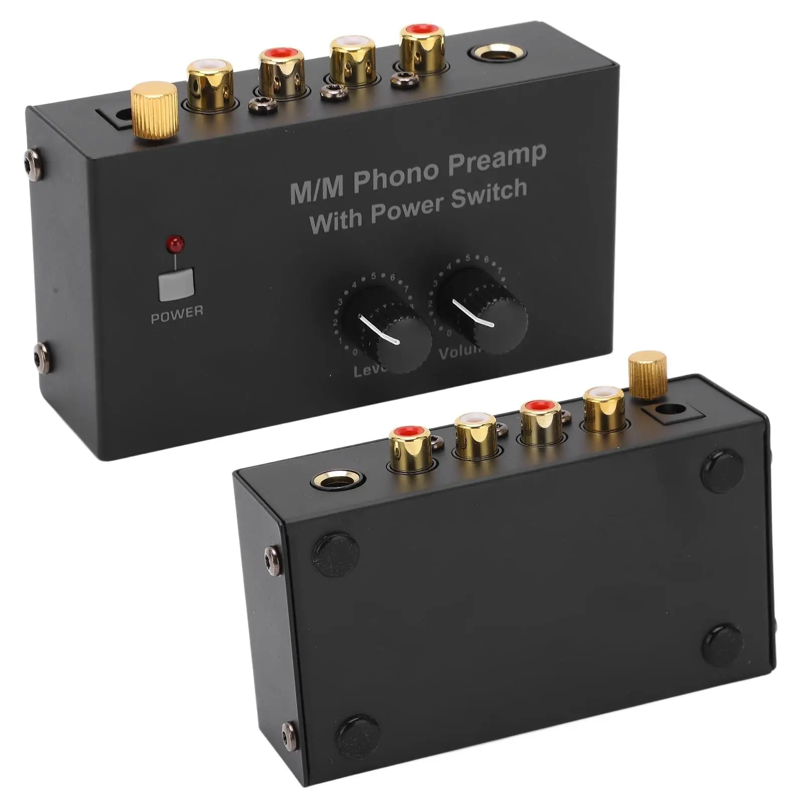 Phono Preamp for Musical Instruments - RCA L/R Input, Turntable Volume Control, EU Plug 100-240VAC - Model PP500