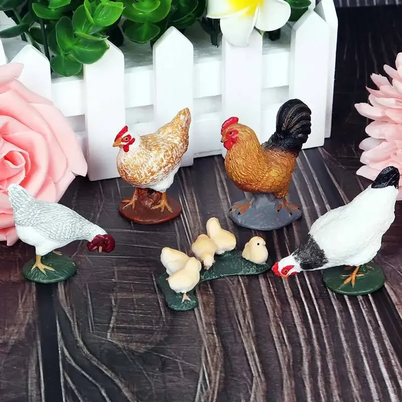 Poultry Farm Animals Figures Miniatures Model Cute Chicks Hen Turkey Cock Action Figure Figurines Collectible Educational Toys