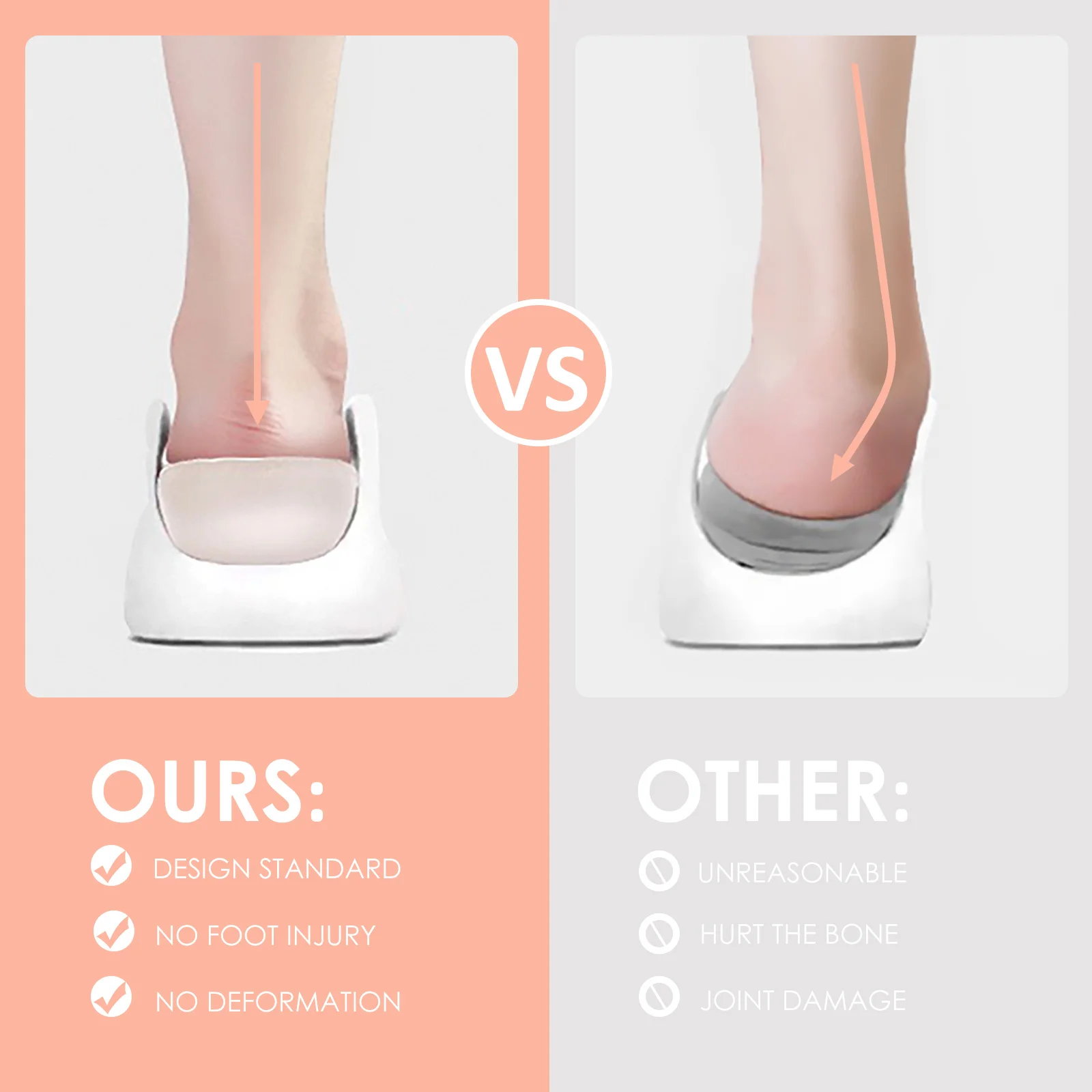 

1 Pair Silicone Height Increase Insole Self-Adhesive Reusable Invisible Heel Support Pad For Foot Care Posture Adjustment