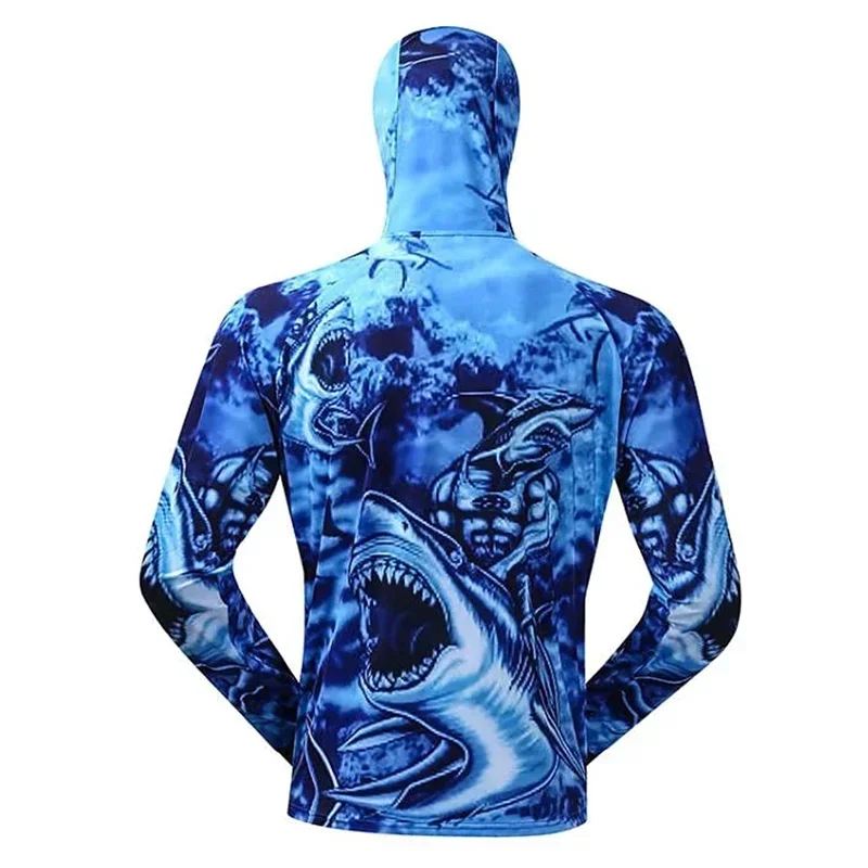 Sublimation Printing Men's Fishing Shirts Quick Dry Sun Protection Hoodie Outdoors Jerseys Anti-UV With Zipper Fishing Clothing