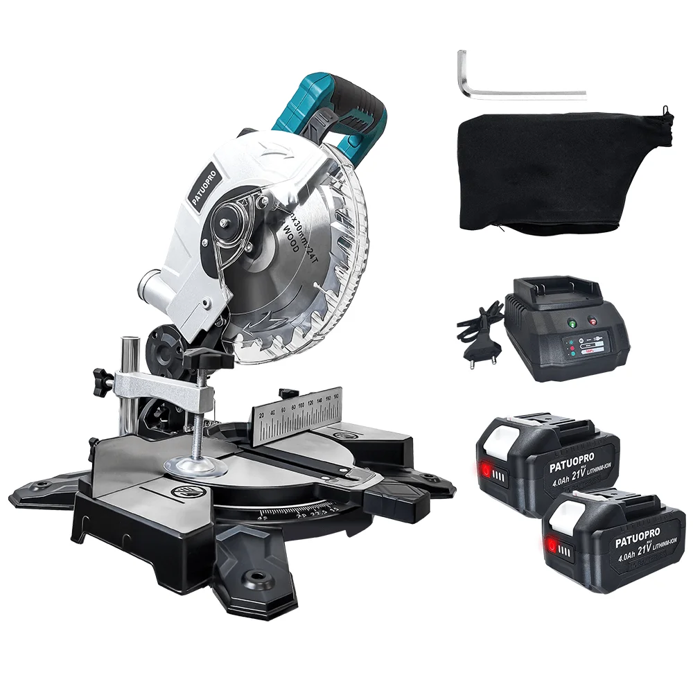 PATUOPRO Brushless Electric Miter Saw  Angle Adjustable 8 Inch Cordless Aluminum Metal Cutter Power Tool For Makita 18V Battery