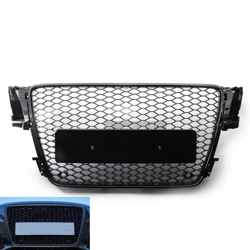 Glänzend Schwarzer Wabengitter-Kühlergrill im RS5-Stil für Audi A5 S5 B8 8T 2008~2012 Frontstoßstangengrill