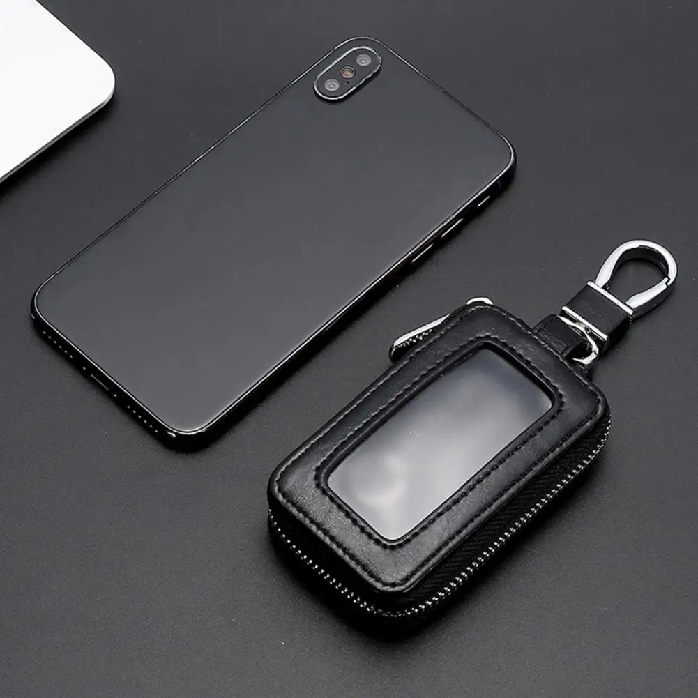 Car Keychain Case with Smooth Zipper Quick Closure Easy Grip Faux Leather Anti-scratch Auto Key Cover Keyless Entry Key Holder