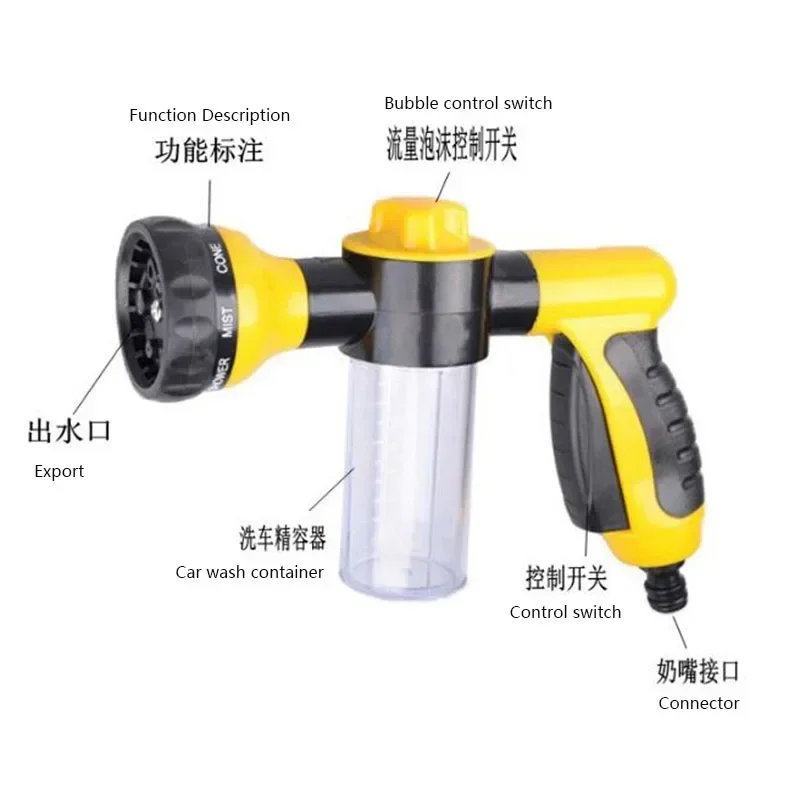 Multifunctional Foam Water Gun Hose Nozzle Watering Spray Insecticide Tool Garden Plant High Pressure Spray Irrigation Tool