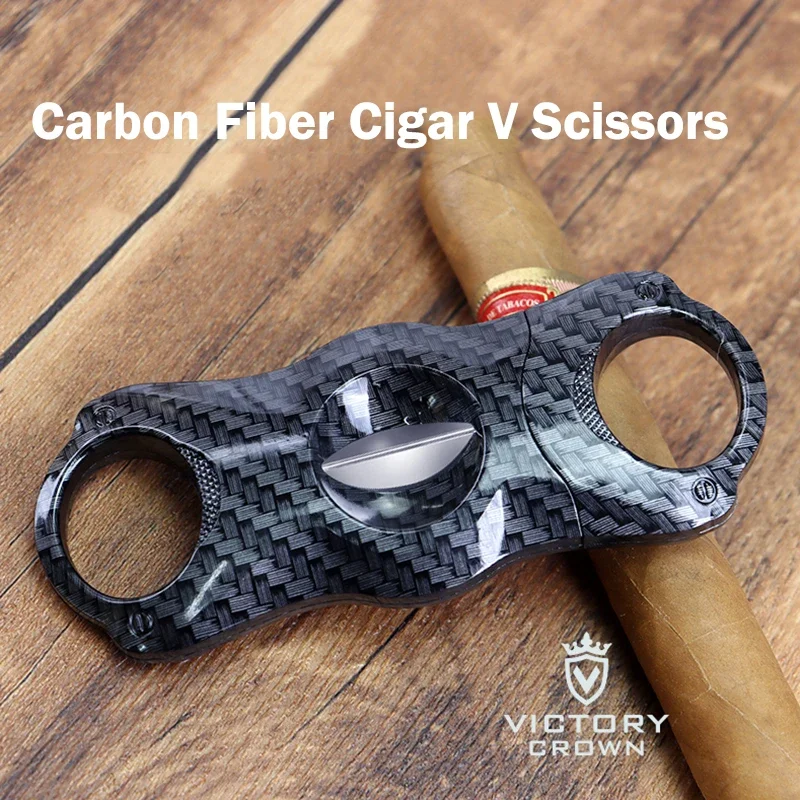 Ultralight Cigar Accessories Cigar Scissors Carbon Fiber Classic V Cigar Cutter Guillotine Pocket Kinfe Smoking