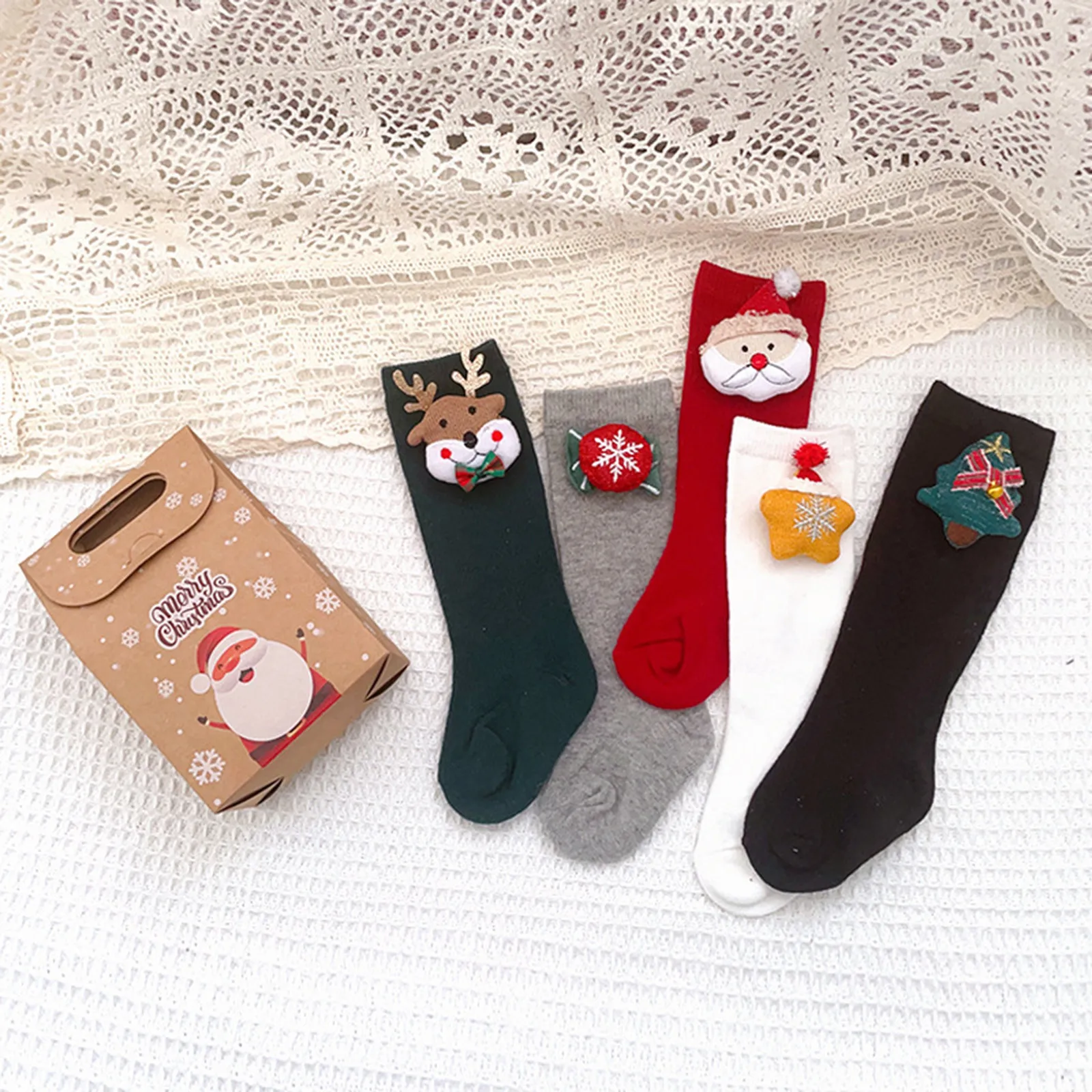 

Toddler Kids Christmas Socks Newborn Baby Winter Thick Stretchy Cotton Long Tube Socks Girl Autumn Infant Boy Cartoon Sock 0-2T