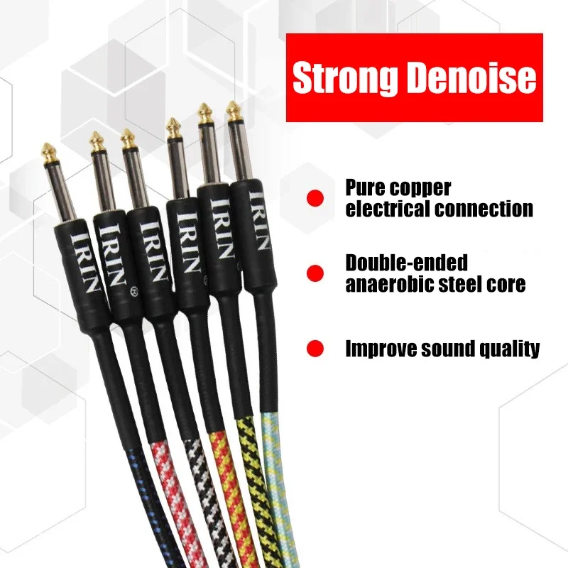 3m Guitar Audio Wire 6.5mm Plug Pure Copper Denoise Weave Audio Wire Cord for Musical Instrument Electric Guitar Bass Accessory