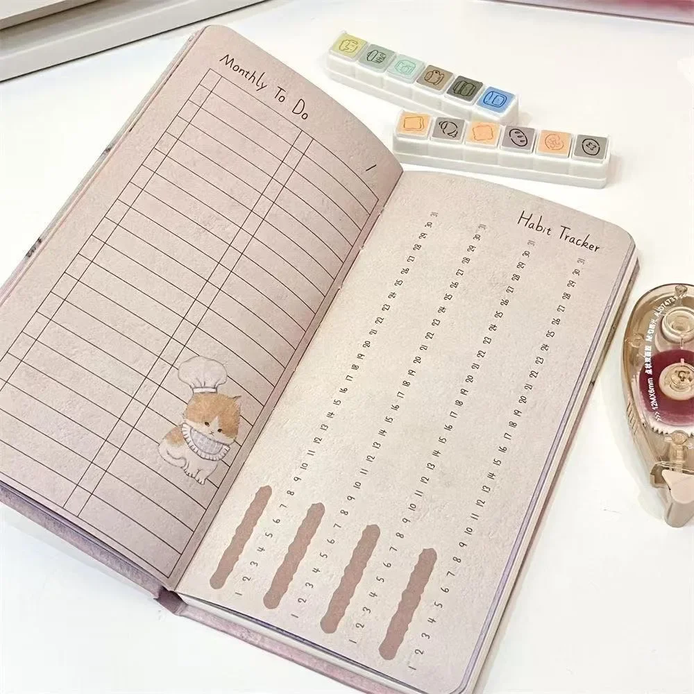 الرسوم التوضيحية الكرتونية لطيف ليتل الفيل جدول التخطيط دفتر اللون الصفحة الداخلية مخطط يومي المحمولة كتاب الجيب #4