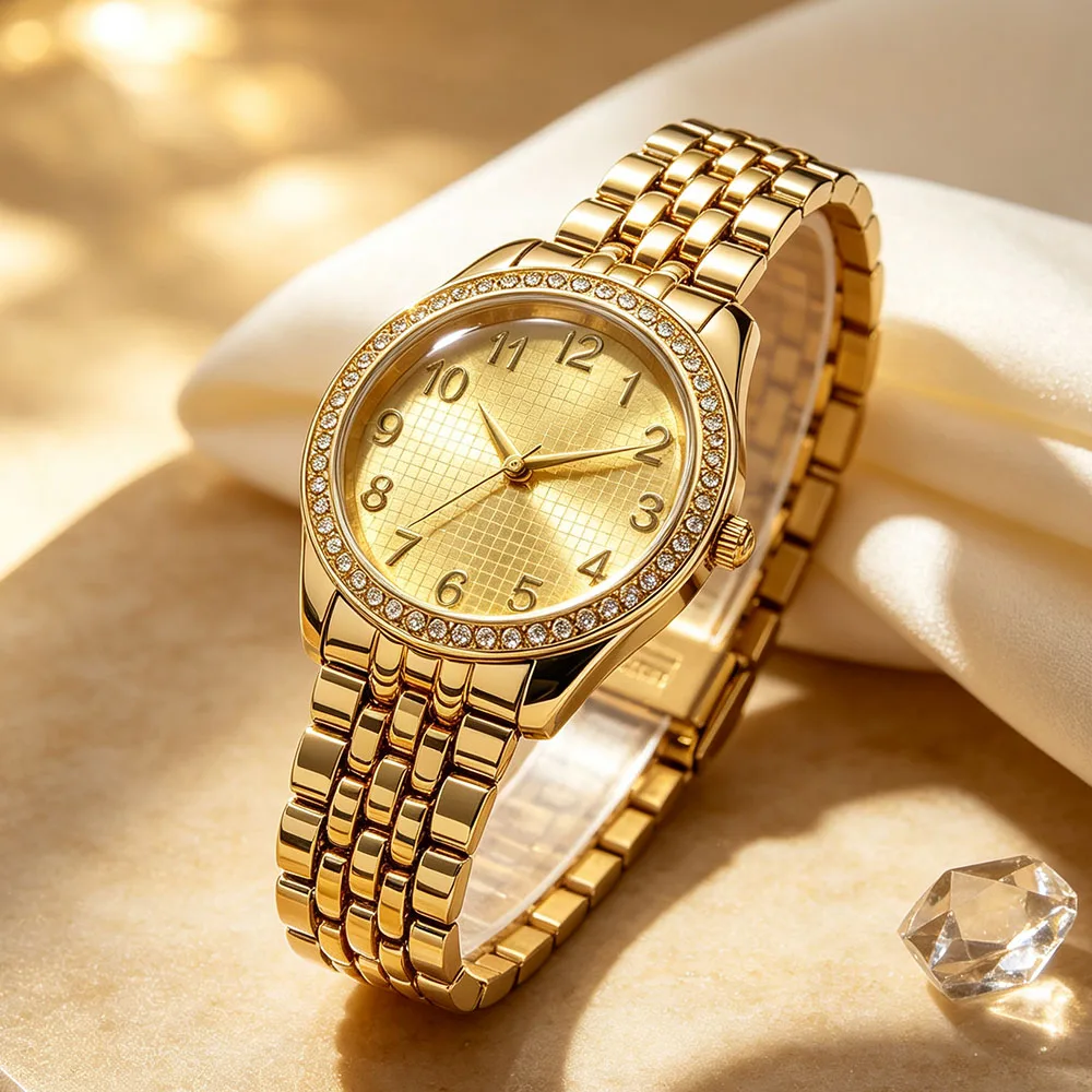1 piece new fashion hit luxury high-end women's watch with steel band