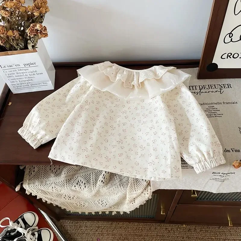 

Spring Autumn Children's Floral Collar Jacket 2026 New Baby Girl Outerwear Coat Kids Clothing