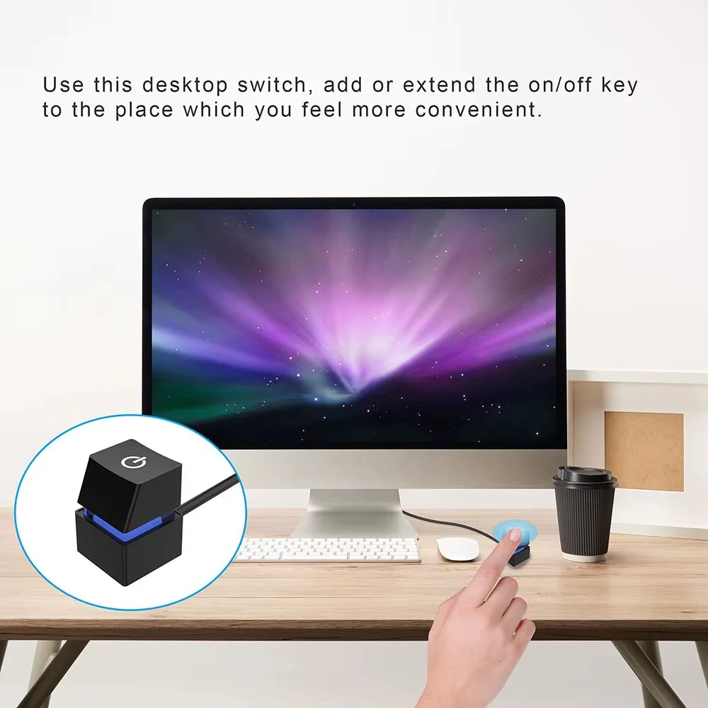 NNBILI Computer Desktop 2M Switch LED Lights PC Motherboard External Start Power On/Off Button Extension Cable for Home Office ﻿
