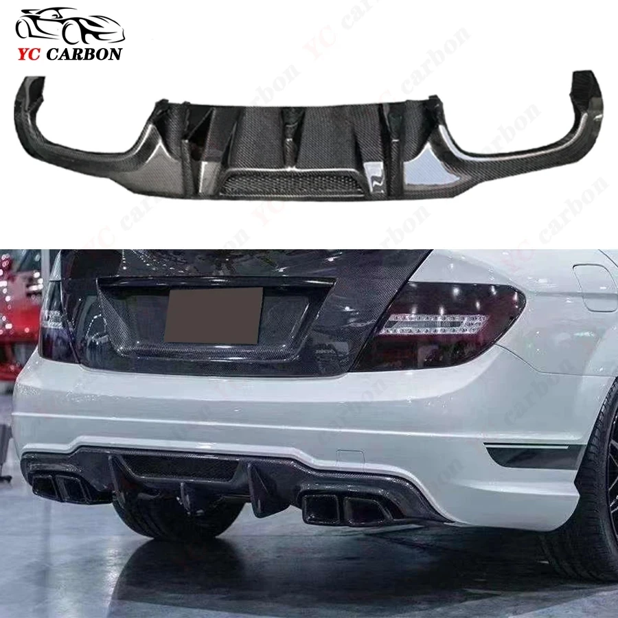 

For Mercedes Benz C Class W204 C200 C220 2012-2014 V Style Carbon Fiber Car Rear Bumper Diffuser Rear Side Splitters Spoiler Lip