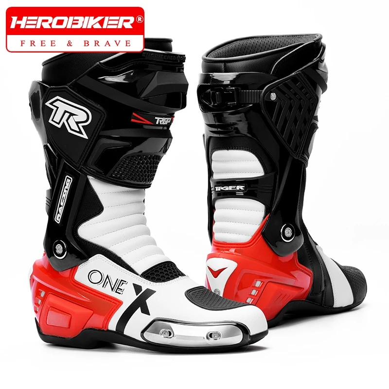 

2024 Men Motocross Boots Professional Leather Waterproof Boots Women Motorcycle Boots Men's Microfiber Moto for Riding 4 Coloue