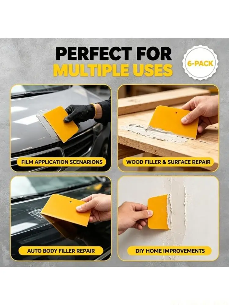 J0MA Body Filler Spreader Plastic Squeegee Scraper Set for Auto Panel Cleaning