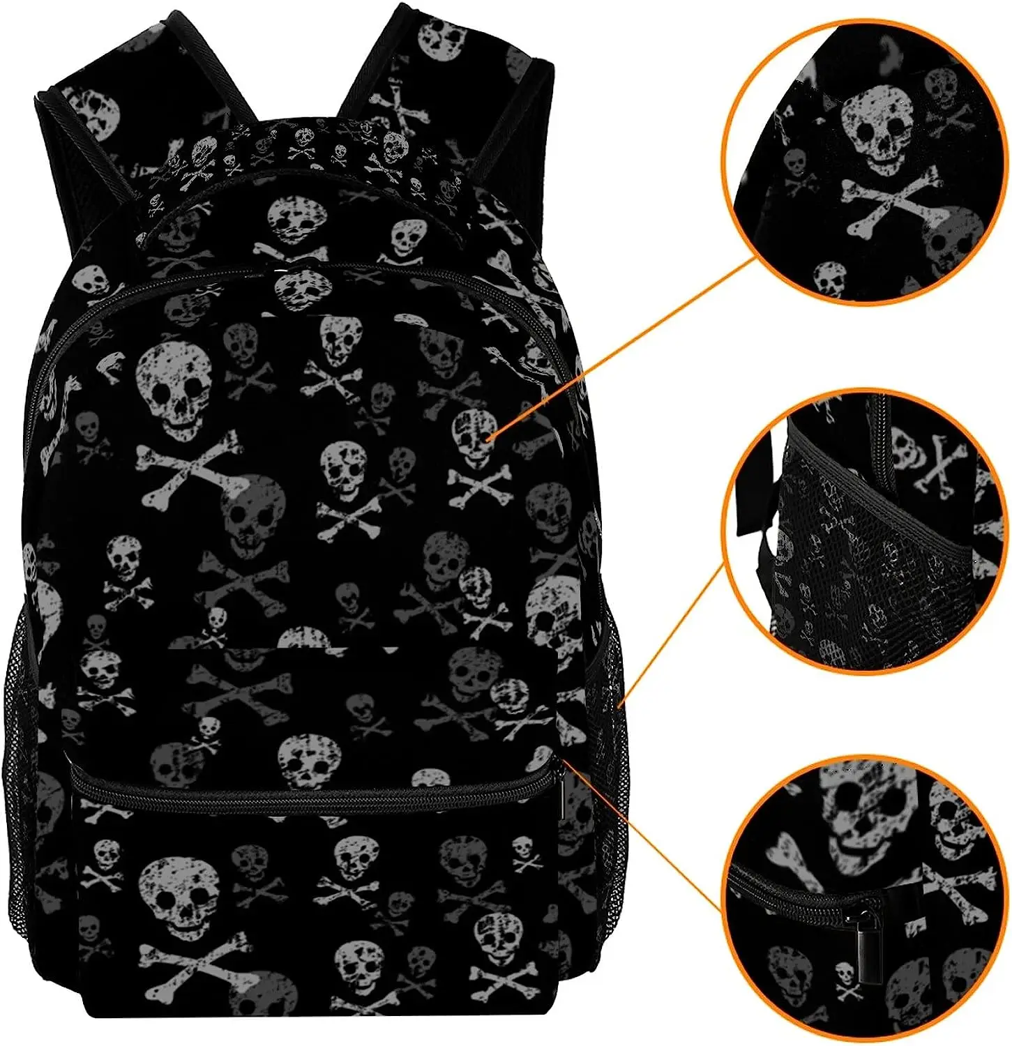 Mochila De calavera y huesos para niños y niñas, bolsa de libros escolares, viaje, senderismo, Camping, Daypack