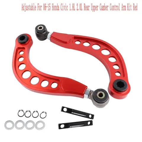 후면 상부 캠버 컨트롤 암 조절 가능 키트 레드 06-15 Honda Civic 1.8L 2.0L 고성능 교체 Best5