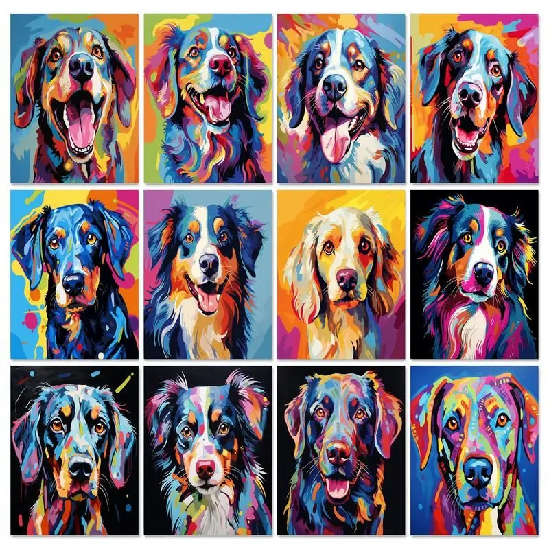 

GATYZTORY DIY Paint By Number Colorful Dog Kits Handpainted Paintings Art Painting By Numbers Animal Drawing On Canvas Gift Home