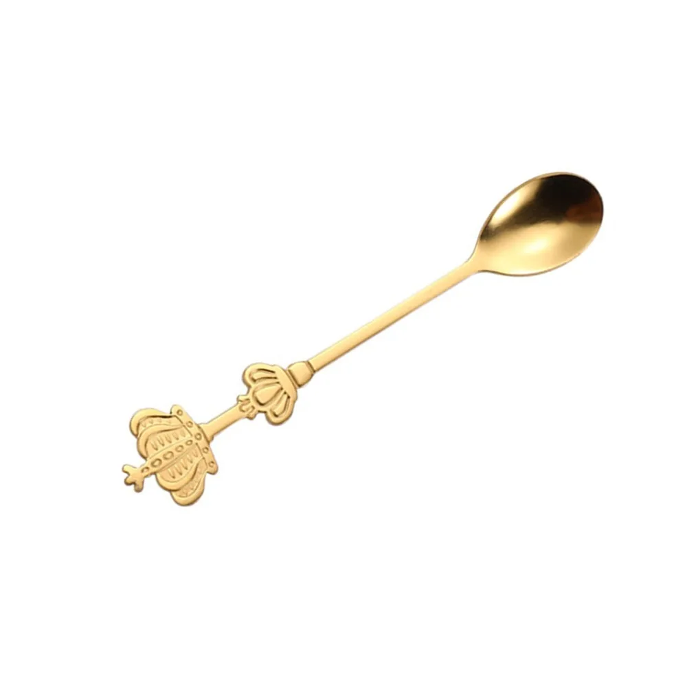 5Pcs Safe Rustless Steel Coffee Spoon Practical Vintage Pattern Stirring Spoons Smooth Matte Cake Spoon For Espresso Milk Sugar