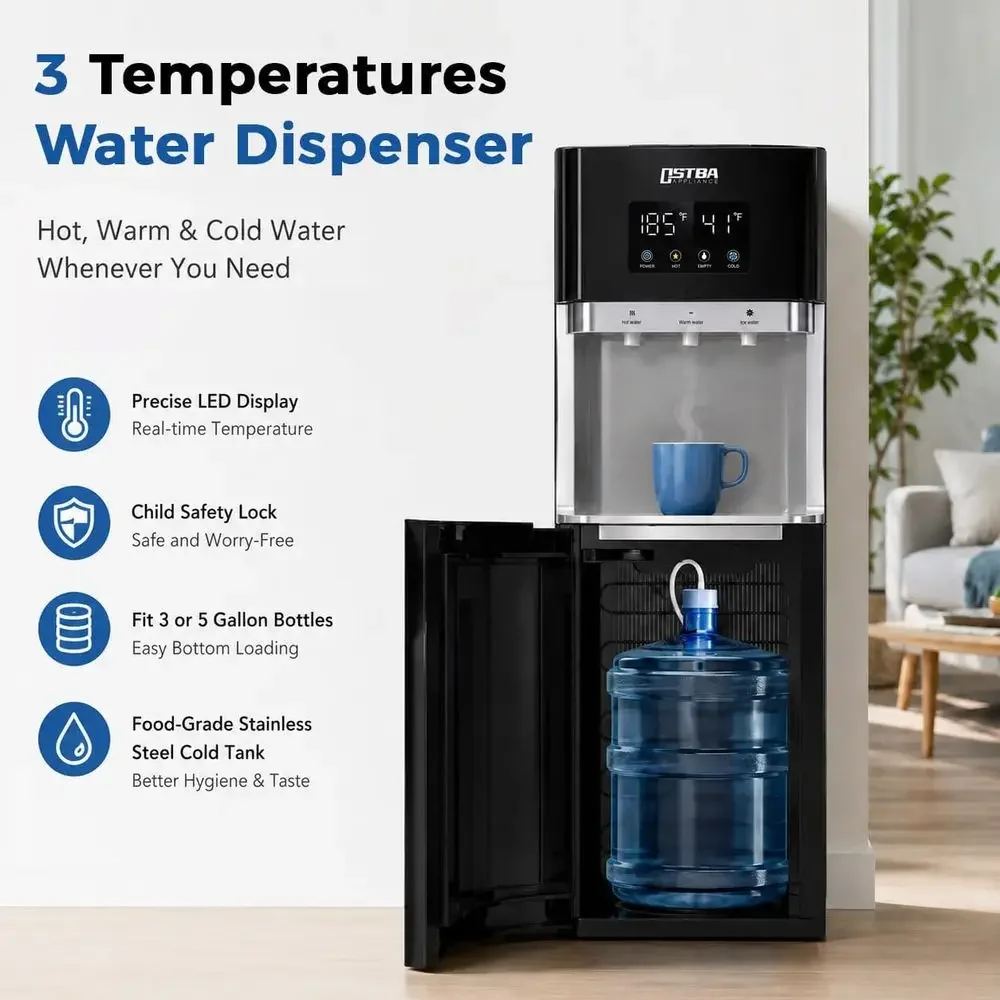 Stainless Steel Water Dispenser with Hot, Cold & Room Temp Options, LED Display, Child Safety Lock for Home & Office Use view 5