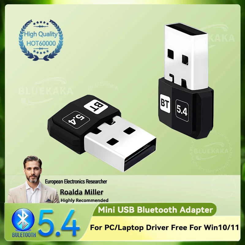 อัพเกรด Mini USB Bluetooth 5.4 Dongle อะแดปเตอร์เครื่องส่งสัญญาณไร้สายสําหรับ PC/แล็ปท็อปฟรีสําหรับ Win10/11 ไดร์เวอร์ฟรี