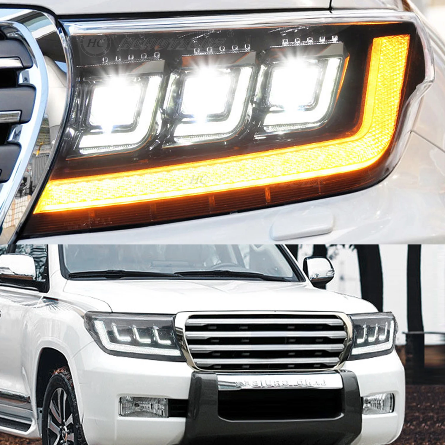 2026 HCMOTIONZ LED Assembly 2007-2015 for Toyota Land Cruiser FJ200 DRL Headlights with Start-up Animation New Condition
