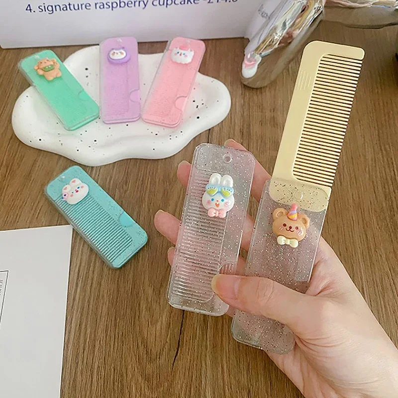 Cute Cartoon Girl Heart Small Comb Convenient Children\'s Comb At Home Mini Foldable Comb for Hair Styling