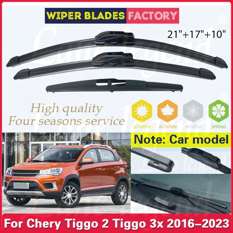 

For Chery Tiggo 2 2016-2023 Tiggo 3x MVM X22 DR3 Car Front Rear Wiper Blades Windshield Windscreen Window Rain Brushes 21"17"10"