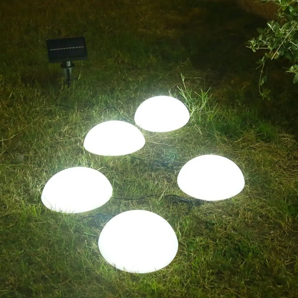 

5pcs Half Ball Shaped Solar Ground Lights 1 Drag 5 Reusable Lawn Lamps Weatherproof Cobblestone Lamp Outdoor Garden Lawn