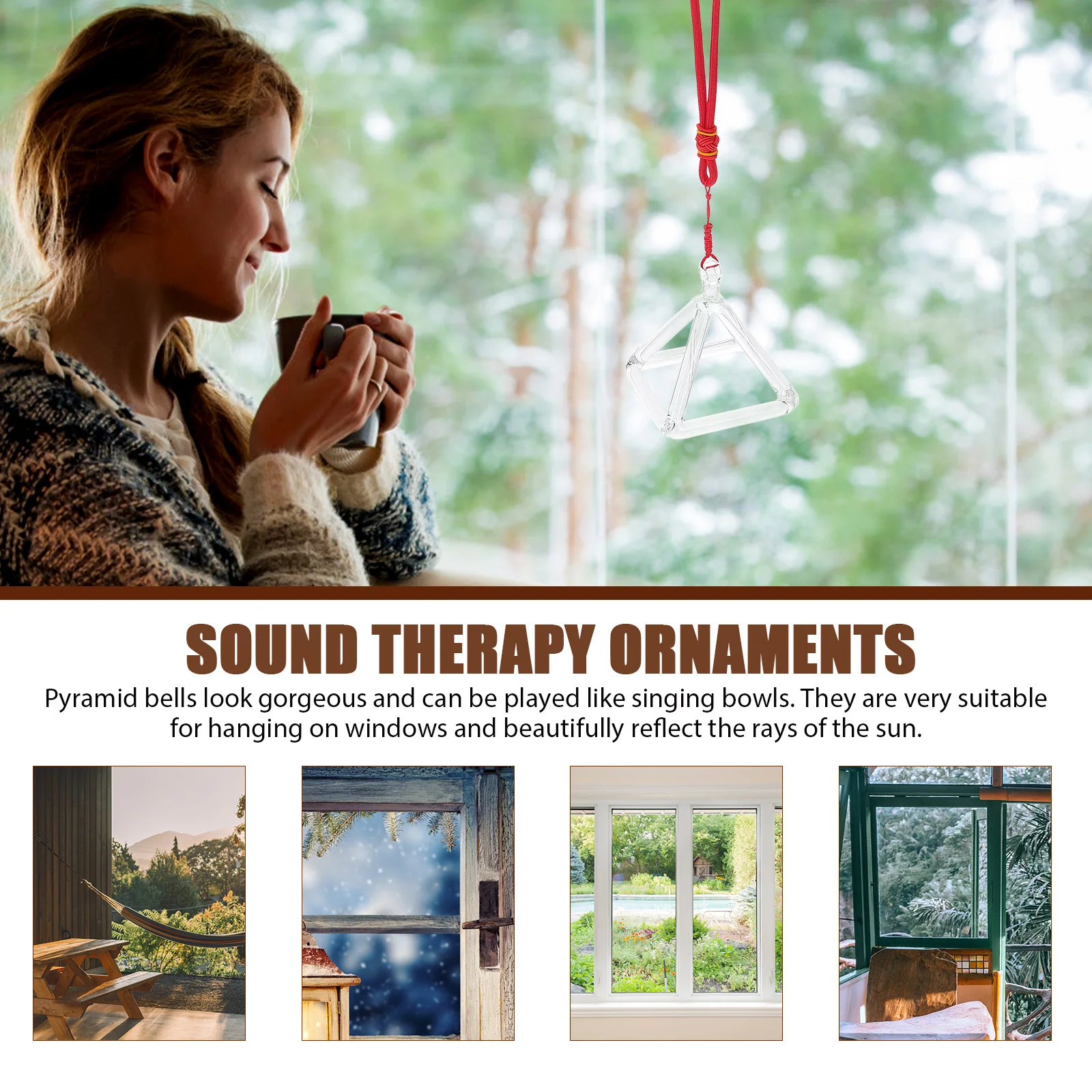 

1Set Quartz Pyramid Singing Meditation Sound Therapy Ornament Healing Relaxation Music Therapy Desktop Decoration Tool