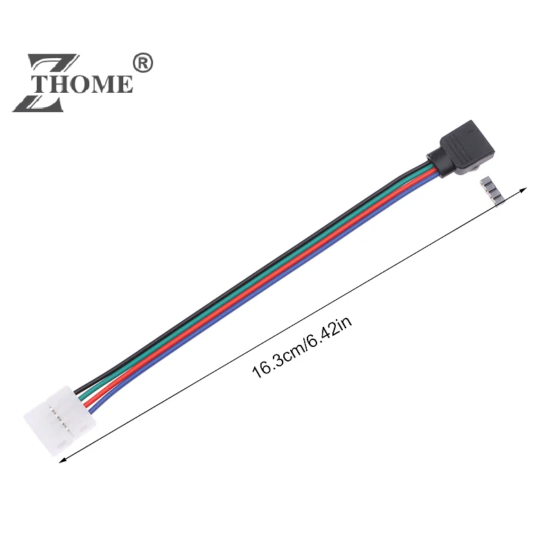 5Pcs 5050 LED RGB Strip Light Connector 4 Pin Conductor Strip To Controller Jumper Solderless Clip On Pigtail Power Adapter