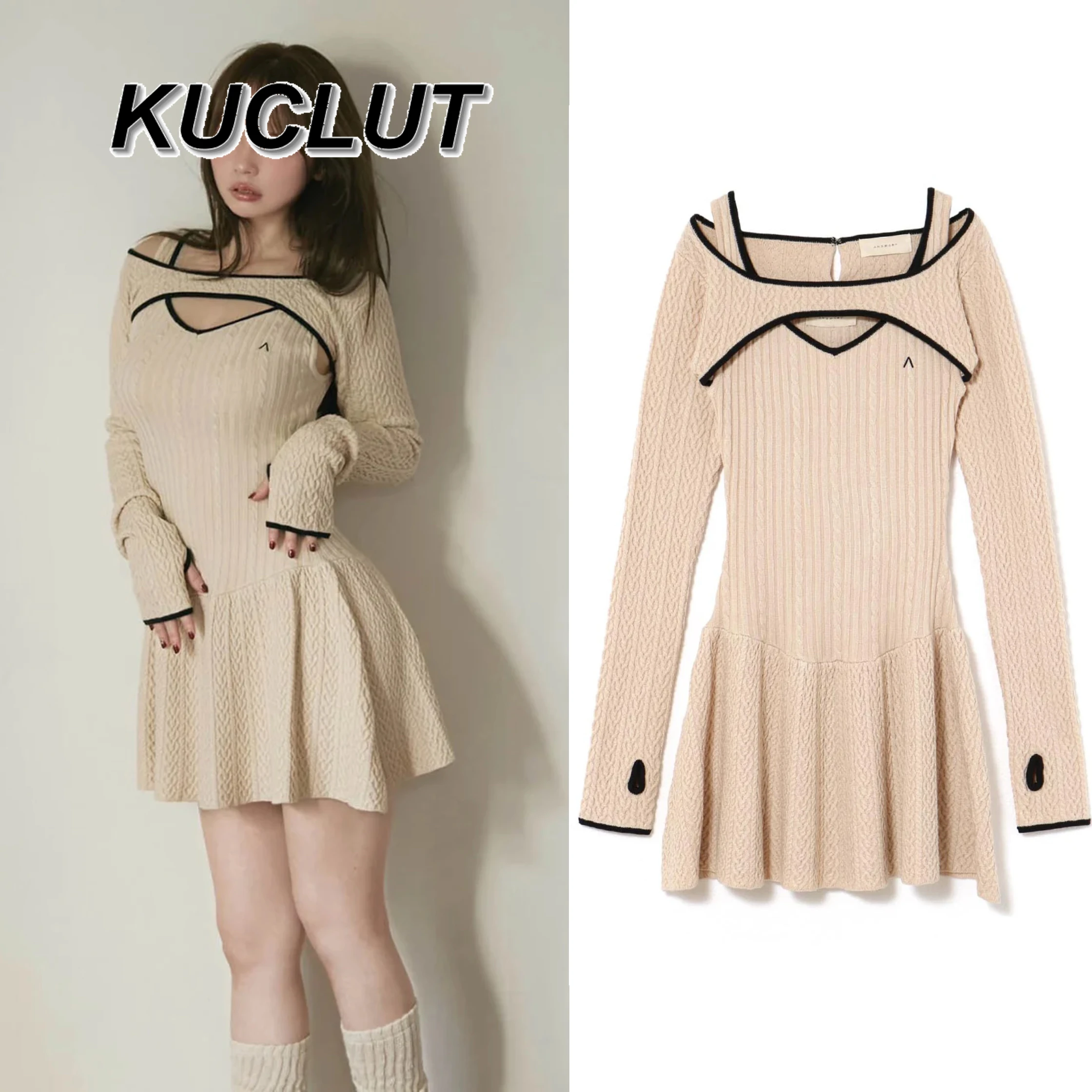 

Elegant Casual Dress Femme Fashion Japanese Style 2025 Spring New Twisted Bell Mini Strap Long Sleeve Dresses for Women