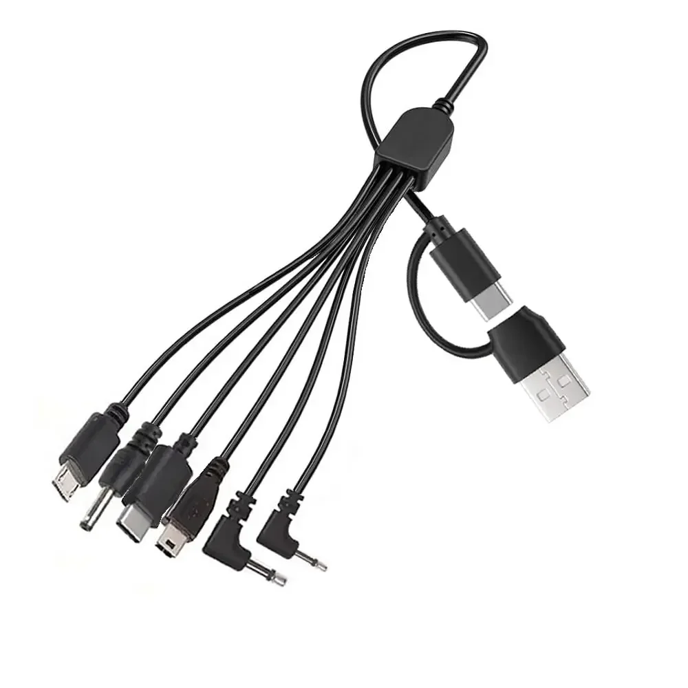 20cm Multi Charging Cable 5V USB A C to Type-C/Micro/Mini USB Charging Cord DC 3.5mm 2.5mm for Phones Speaker MP3 MP4 & More