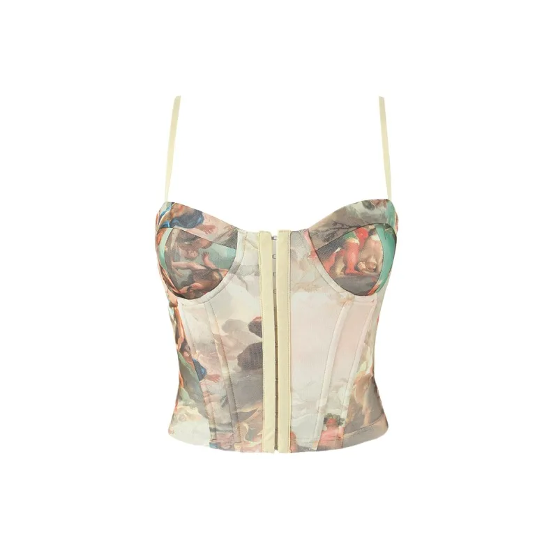 

Women Summer Camis Print Boned Bodice Ziva Bustier Top