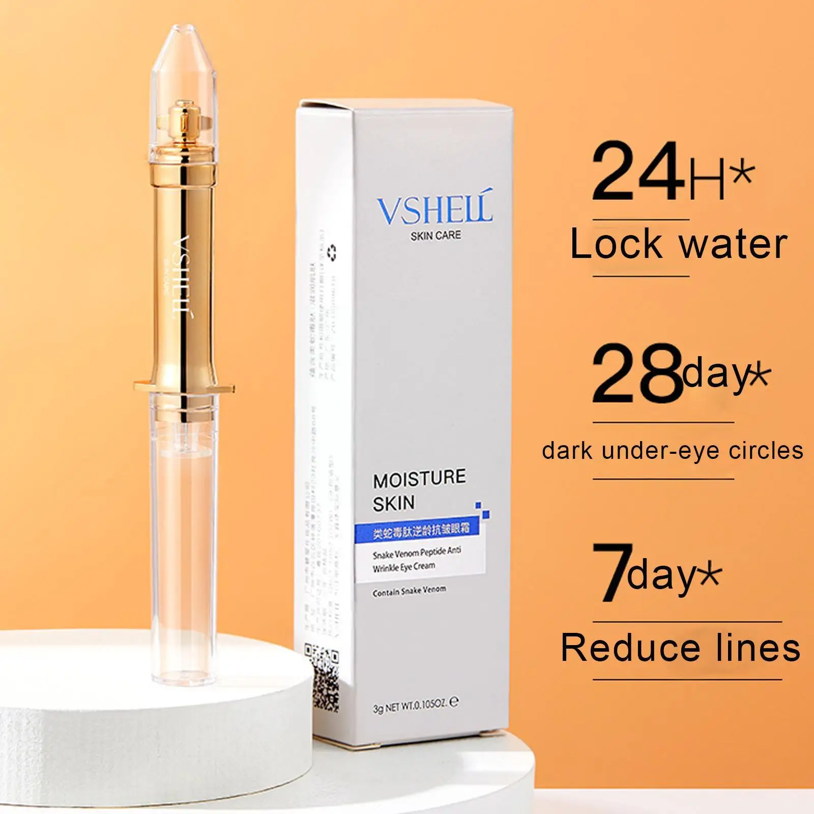 Crema de ojos de serpiente para eliminar las bolsas de los ojos, arrugas de ojeras, crema líquida para hinchazón, esencia antiojo, Pum instantáneo F4z6