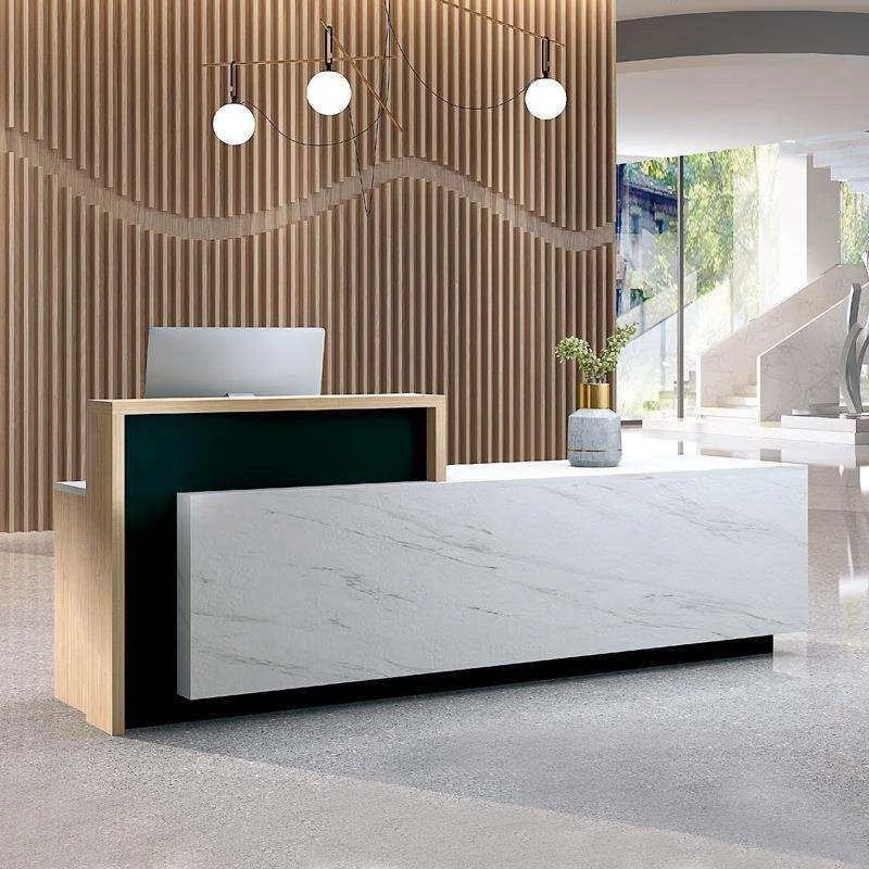 Company front desk reception imitation marble hall commercial 3.2m office service desk 4S shop bar welcome desk