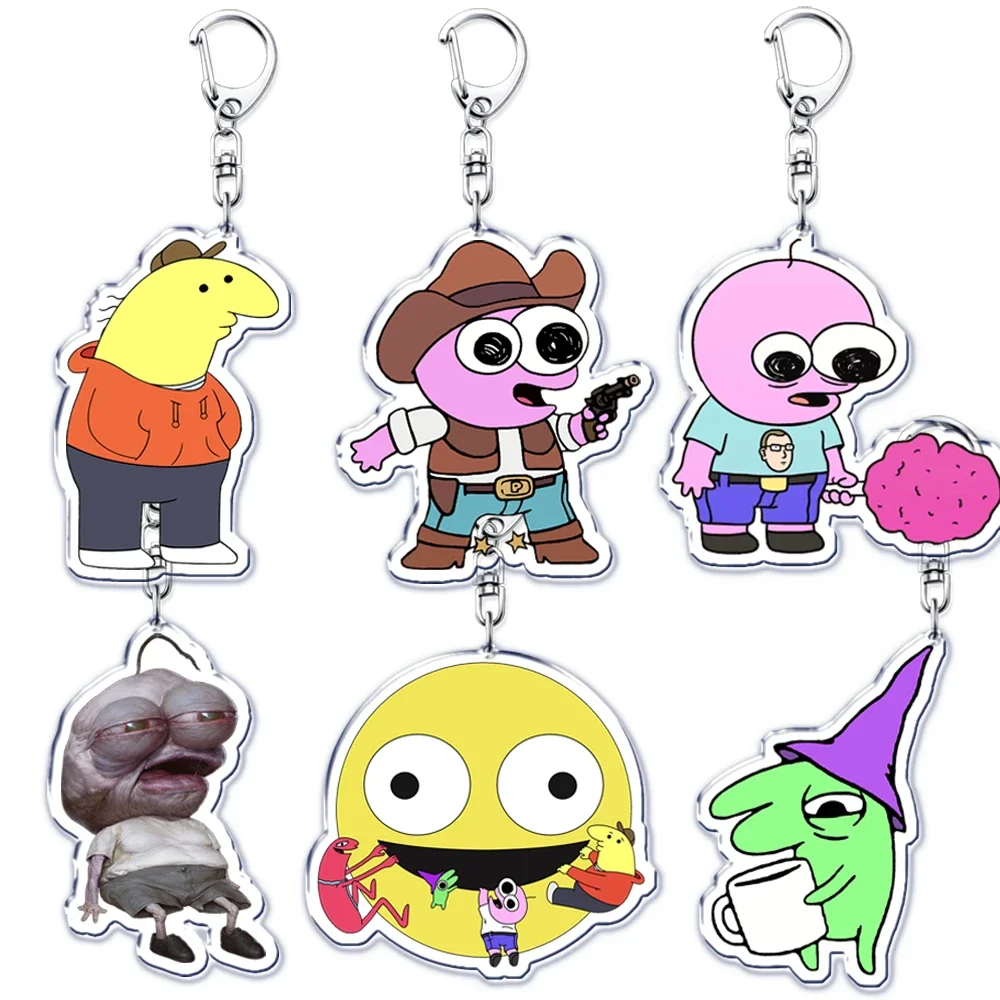 Popular Smiling Anime Keychains Adult Pim Charlie Alan Keyring for Accessories Bag Pendant Key Chain Ring Jewelry Friends Gifts