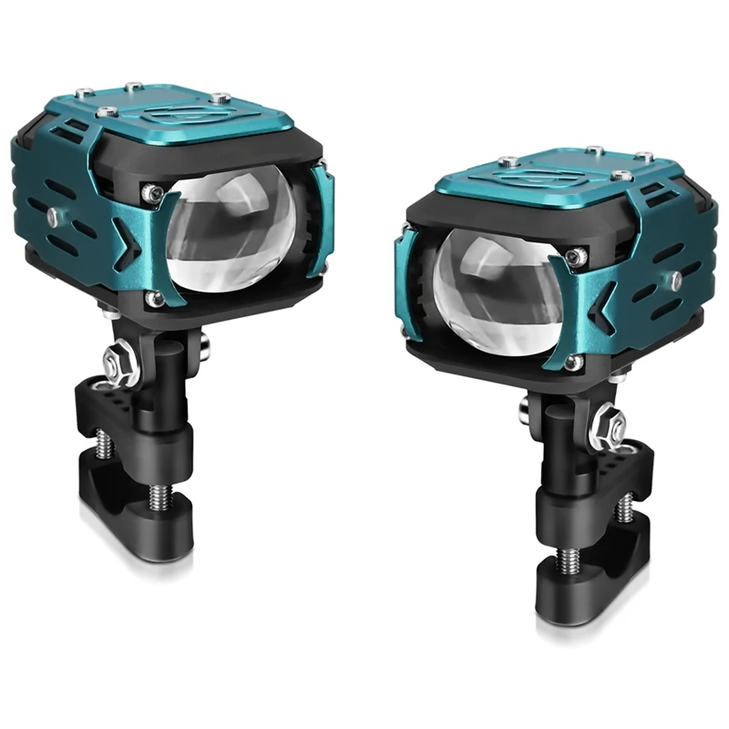 Motorcycle Auxiliary LED Light Driving Spotlights White/Amber/Blue Fog Lights With Mount Brackets Offroad Work Lights