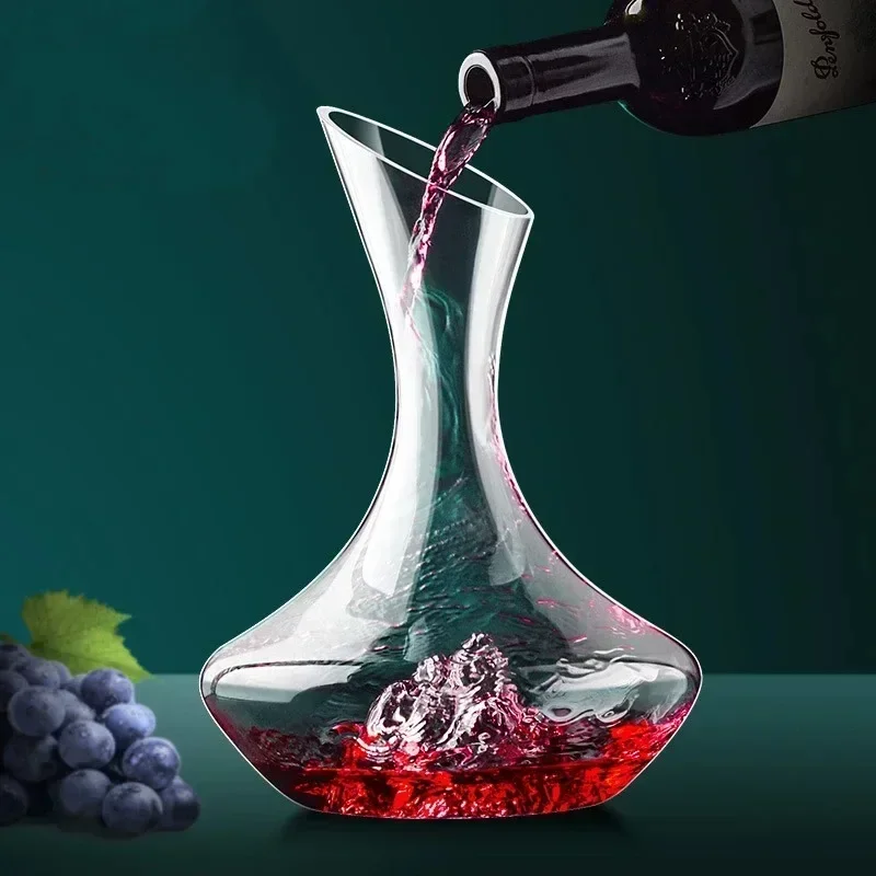 

2000ml Crystal Iceberg Wine Decanter Light Luxury Wine Separator Lead-free Stylish Whiskey Red Wines Dispenser Pot Barware Decor