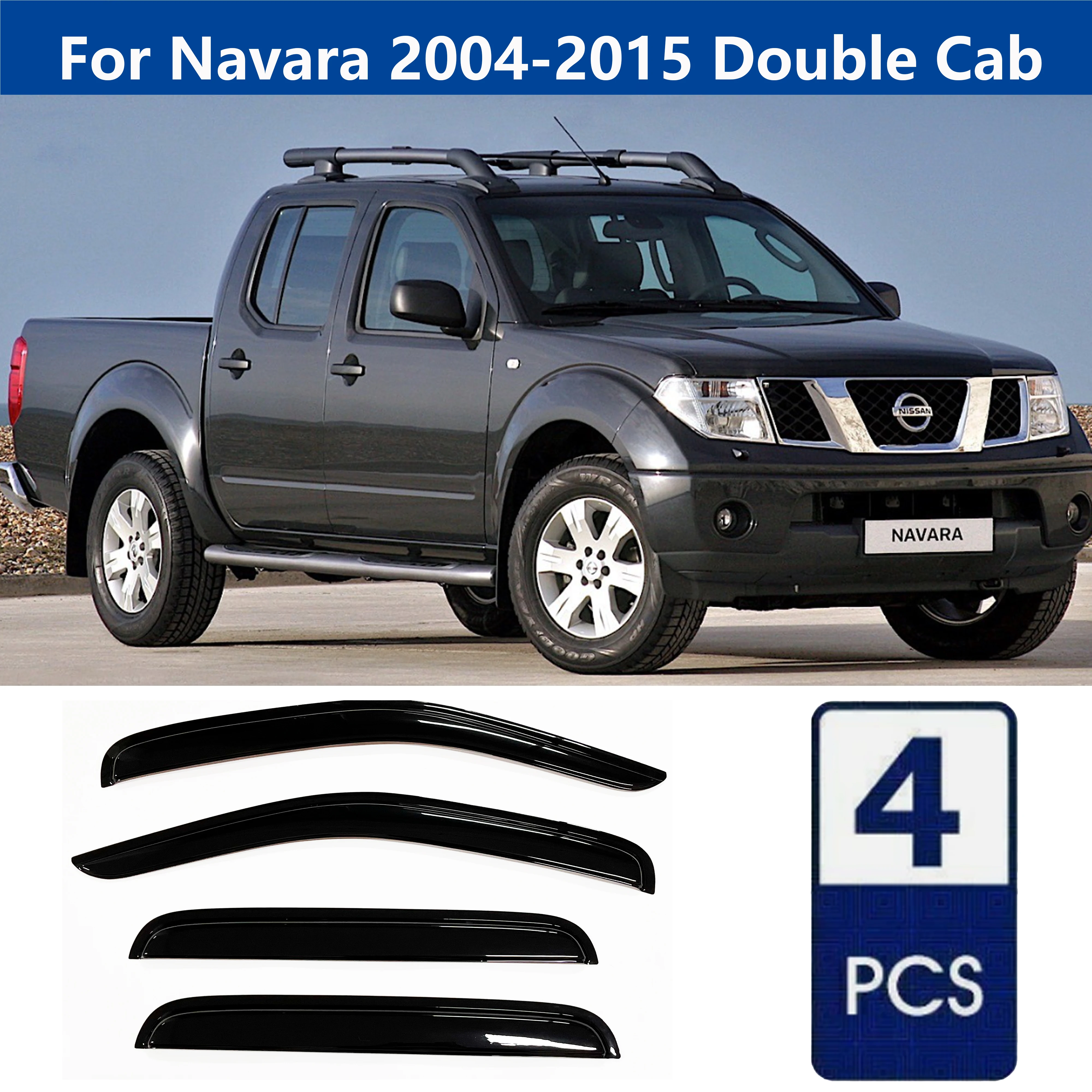 

Дефлекторы окон AIBAP, 4 шт., 1,8 мм, для Nissan Navara 2004-2015, двойная кабина, защита от дождя и солнца