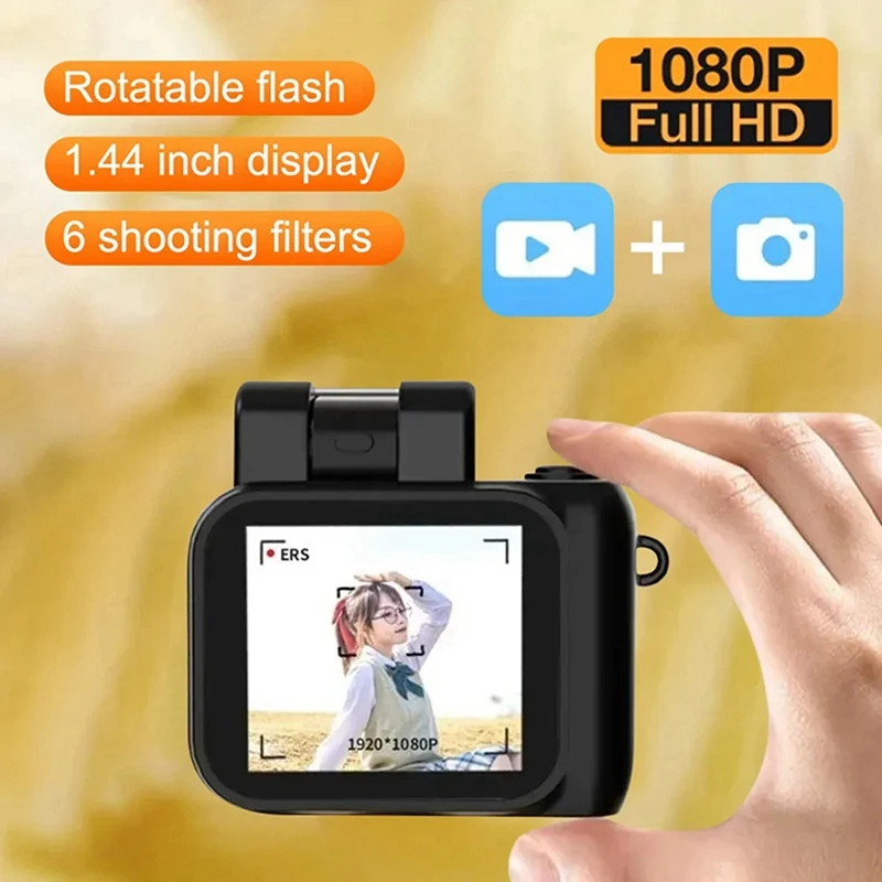 Mini SLR Style Camera Cmos 128GB With Flash Light And Charging Dock Portable Video Recorder DV 1080P With LCD Screen